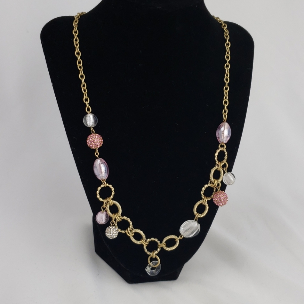 Elenna Mellinni Design Necklace Goldtone Rhinestone and Glass